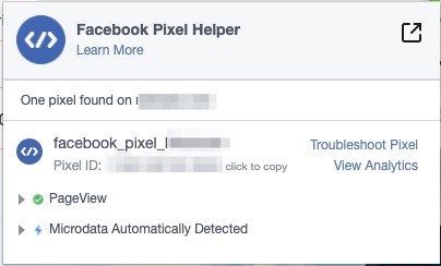 Auxiliar de pixel do Facebook.