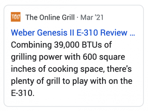 Review card on The Online Grill.