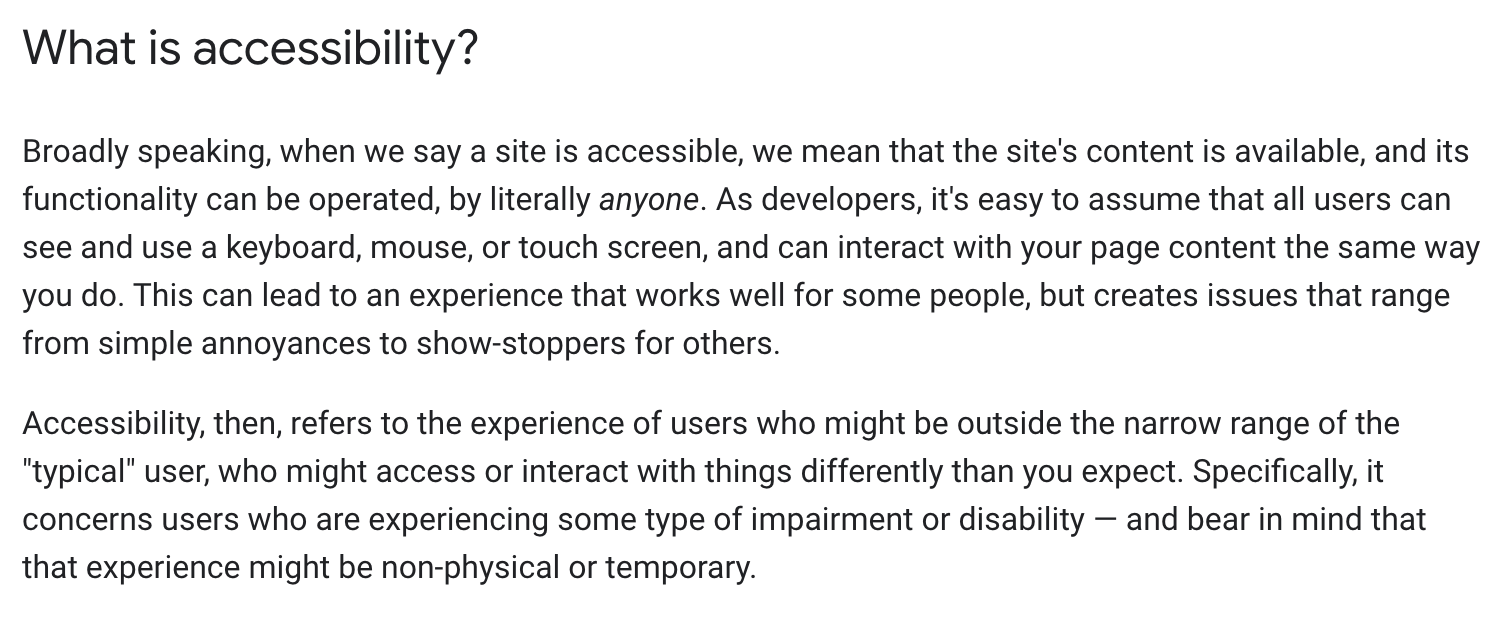 La réponse de Google à «qu'est-ce que l'accessibilité?»