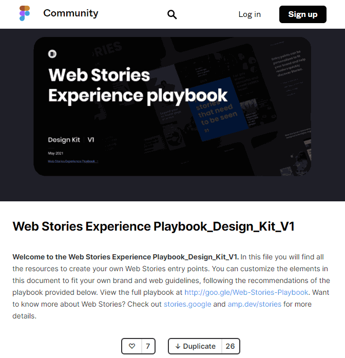 Capture d'écran de la page Web Web Stories Design Kit