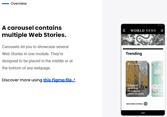 Screenshot showing a page from Google's web stories playbook