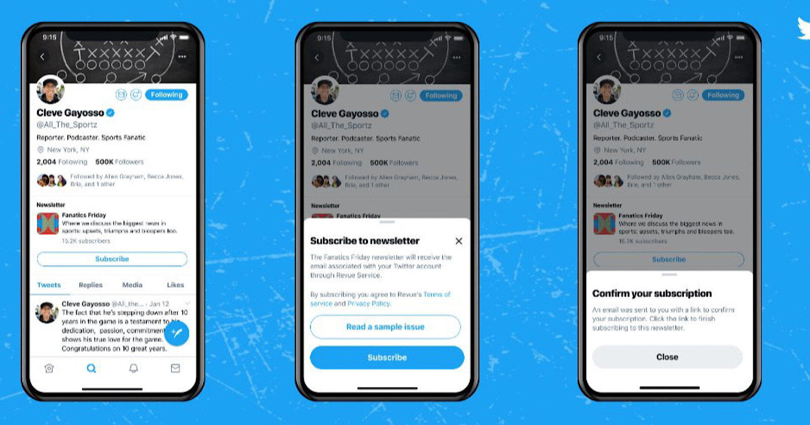 Twitter Including 'Subscribe' Switch To Profiles For E-Newsletter Signups Using , @MattGSouthern thumbnail