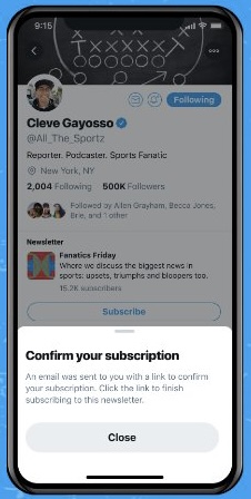 Twitter ajoute un bouton « S'abonner » aux profils pour les inscriptions à la newsletter