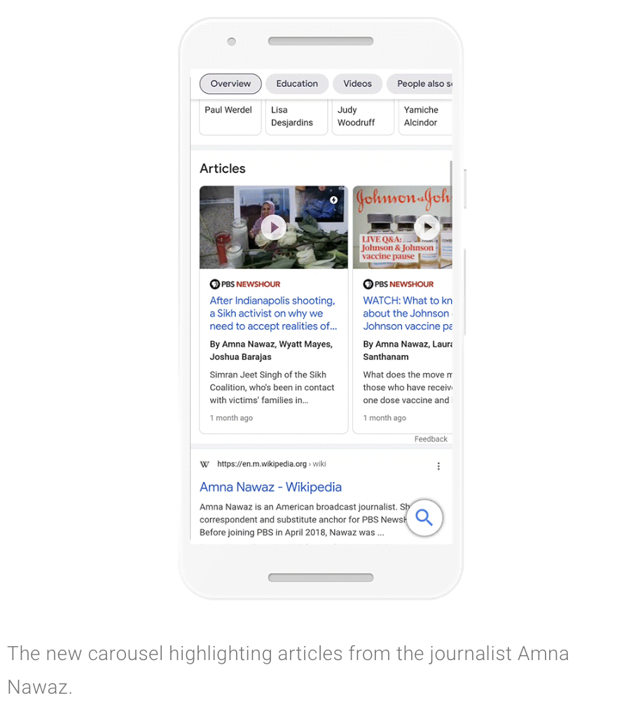 Google Starts Highlighting Journalists’ Latest Articles