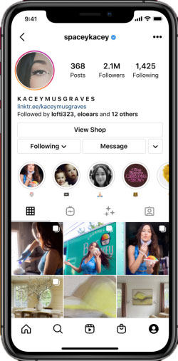 Capture d'écran du profil Instagram avec lien vers une boutique