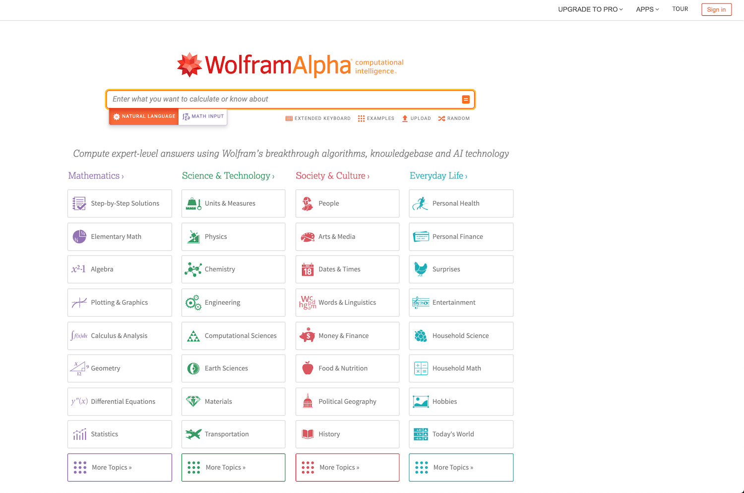 WolframAlpha search engine.