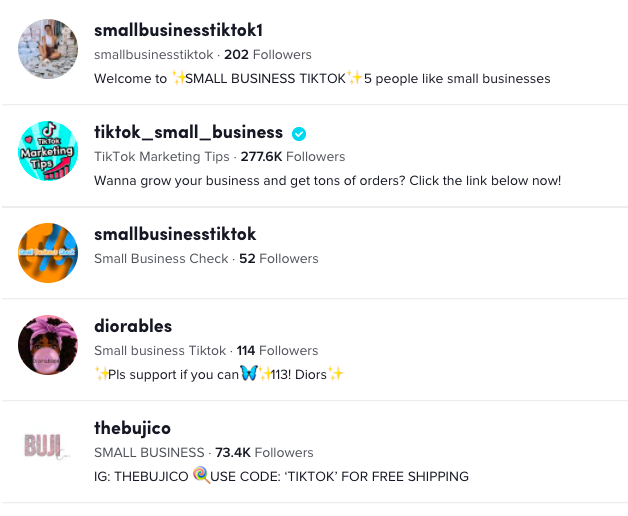 Use hashtags to get discovered in B2B circles on TikTok.