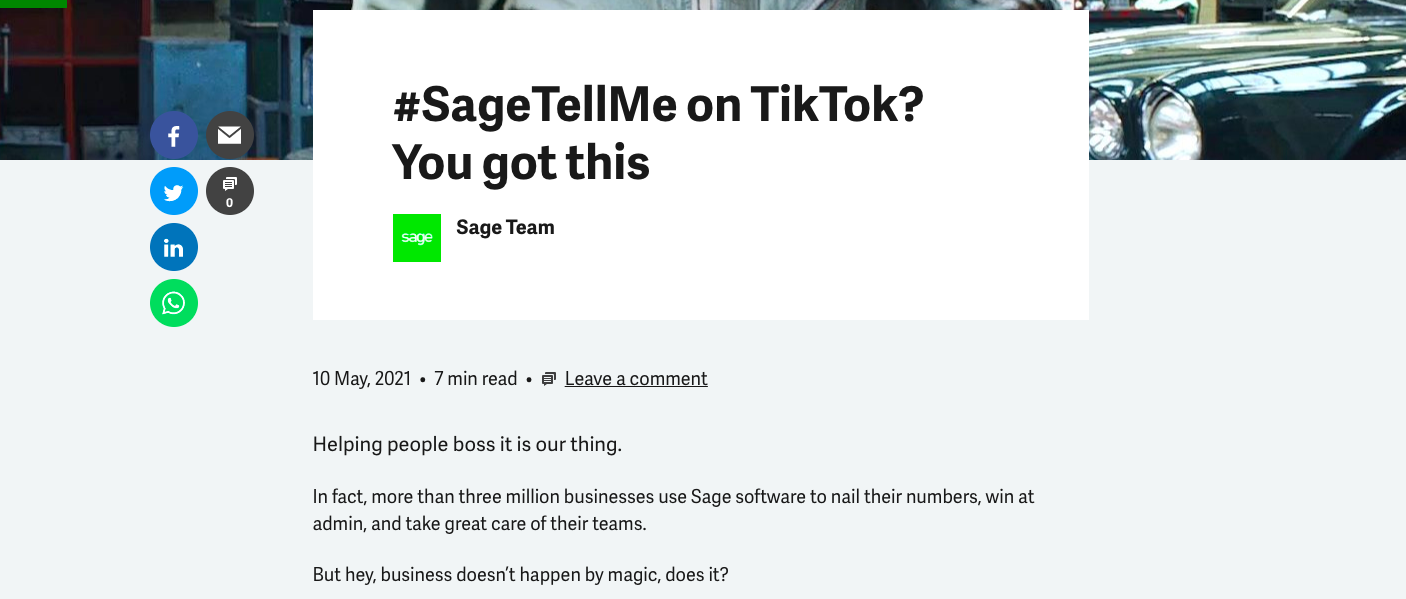 Business services brand Sage used TikTok for a viral B2B campaign