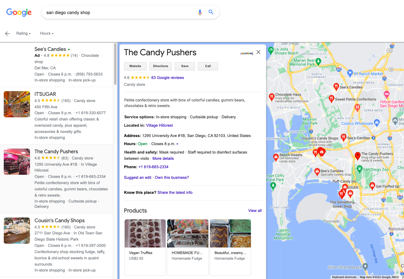 Profil Bisnis Google toko permen.
