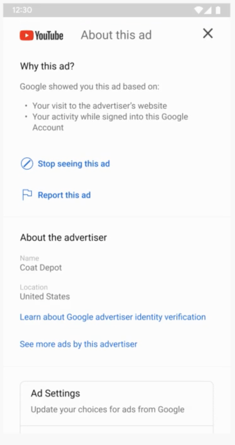 google advertiser pages