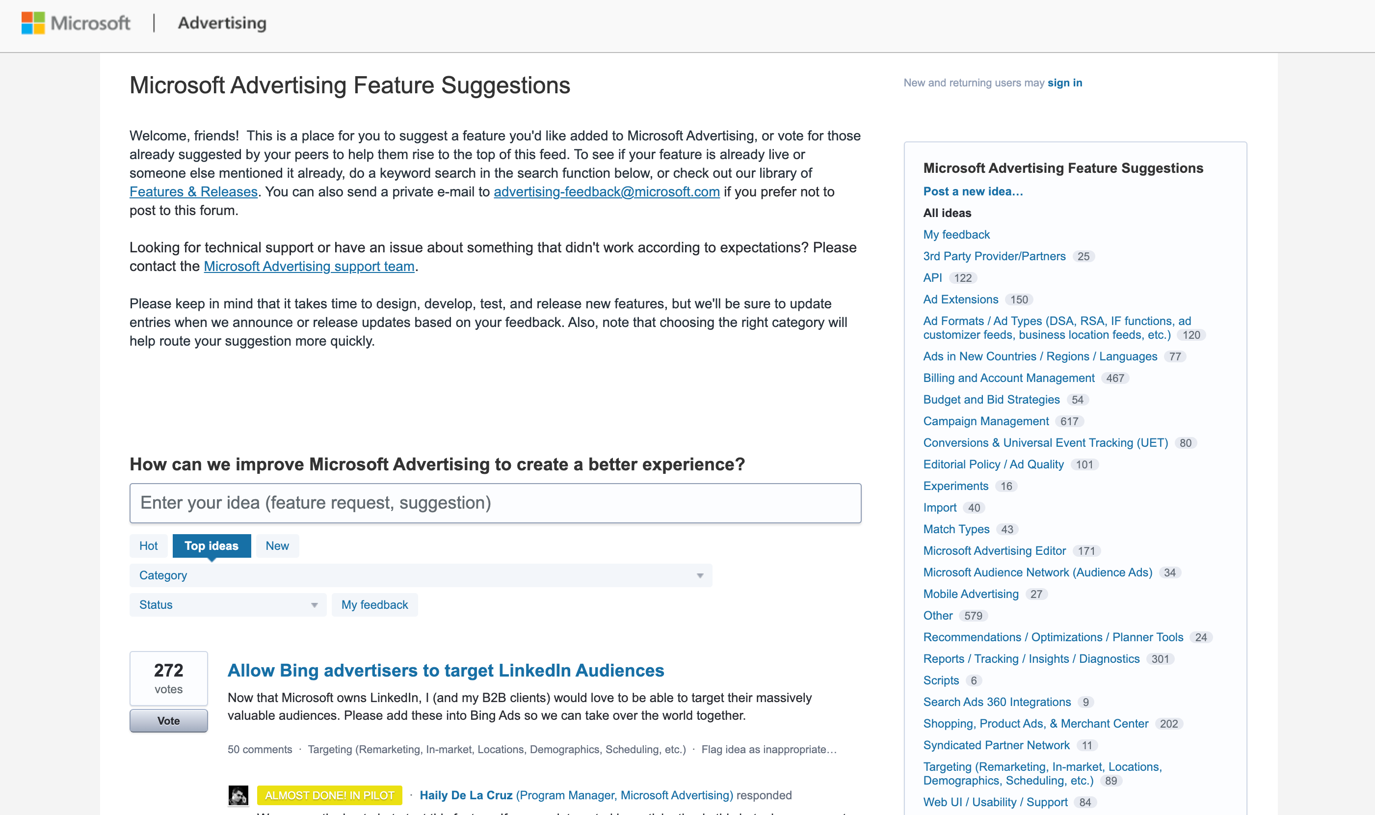 Microsoft-Advertising-Feature-Suggestions-Top-3744-ideas --- Microsoft-Advertising-Feature-Suggestions