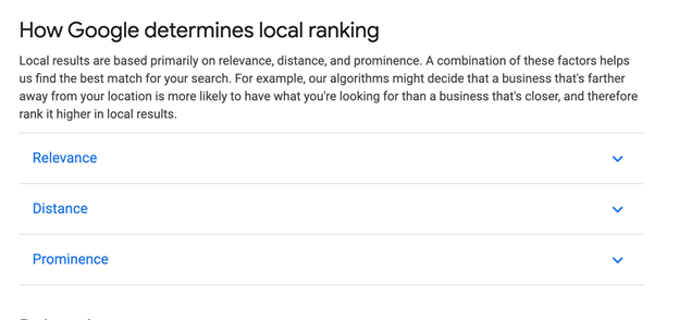 How Google determines local ranking.