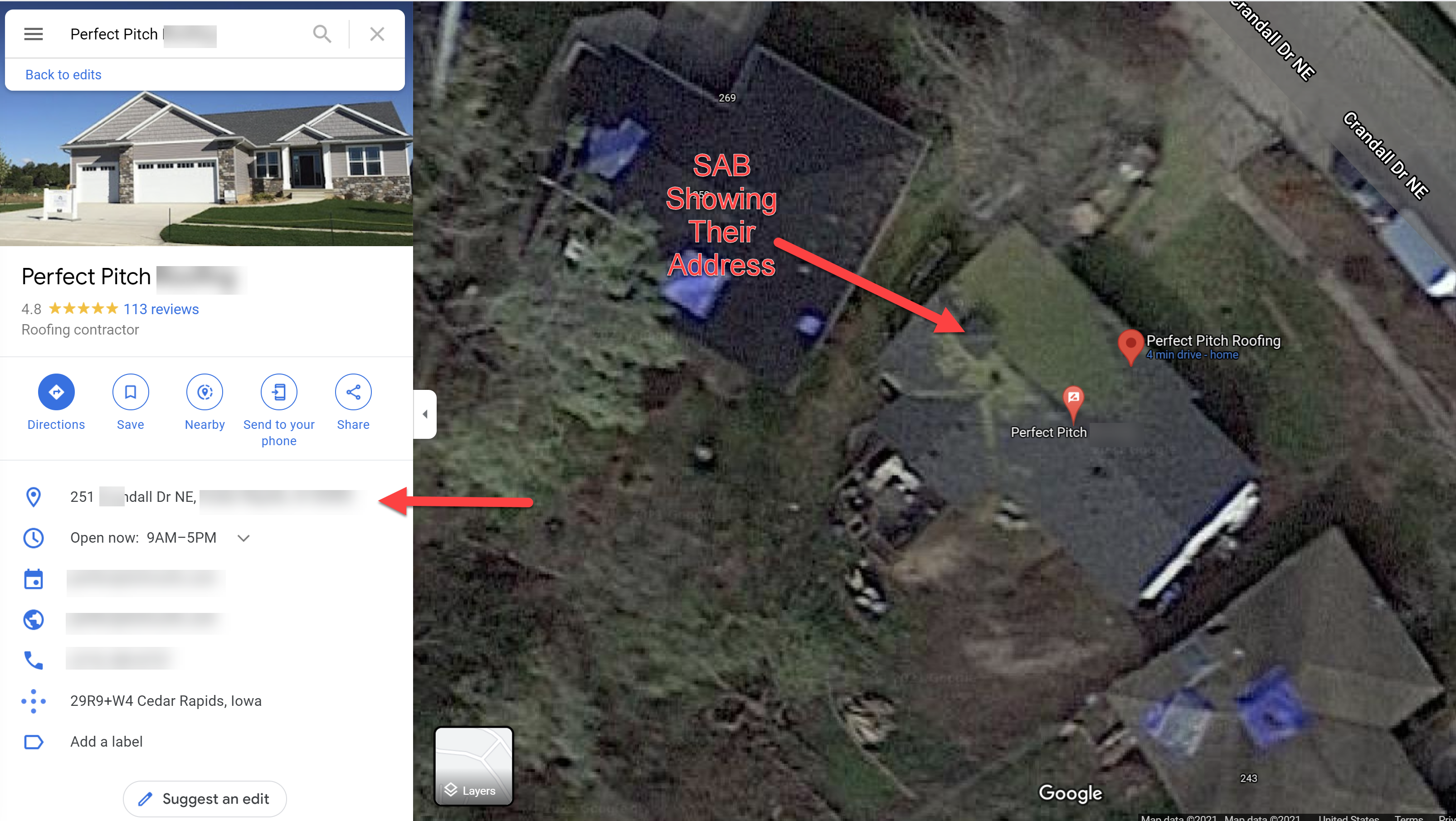 SAB showing address