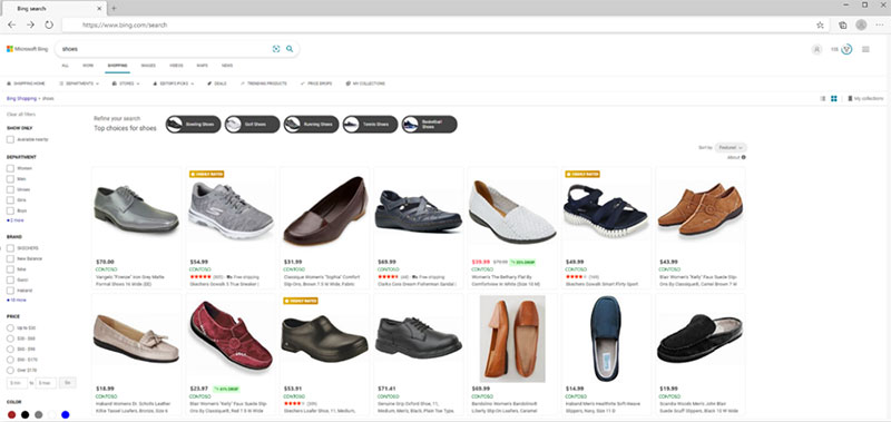 Examples of product offers in the Shopping tab of Microsoft Bing.