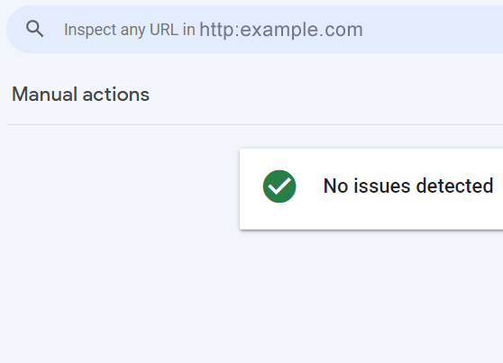 Screenshot of the Search Console manual actions report