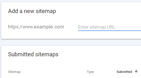 Screenshot of the Sitemap section of Search Console
