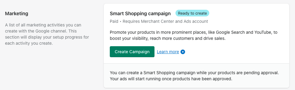 Crea campañas de Shopping inteligentes con Shopify
