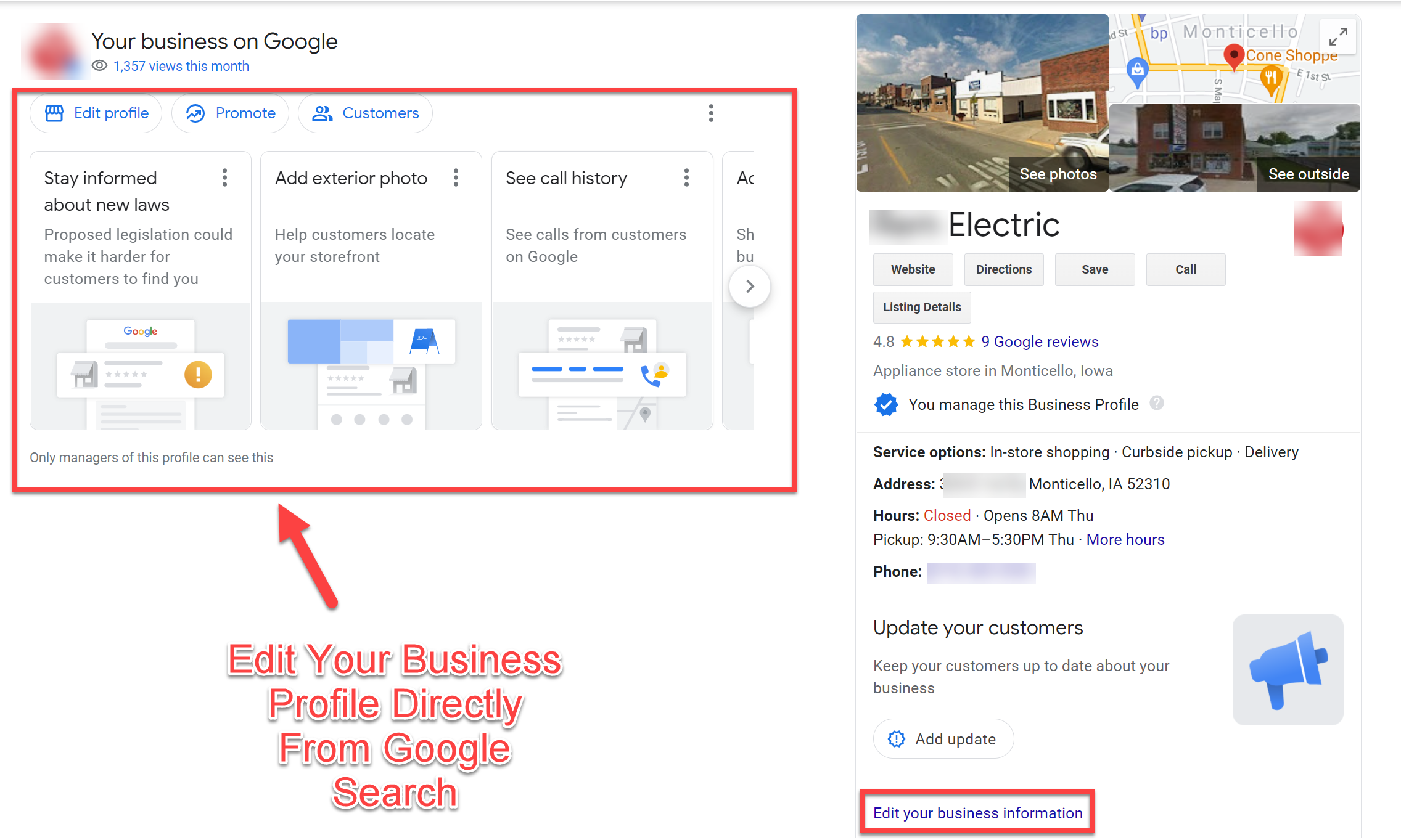 Edit Business Profile Info Directly From Search