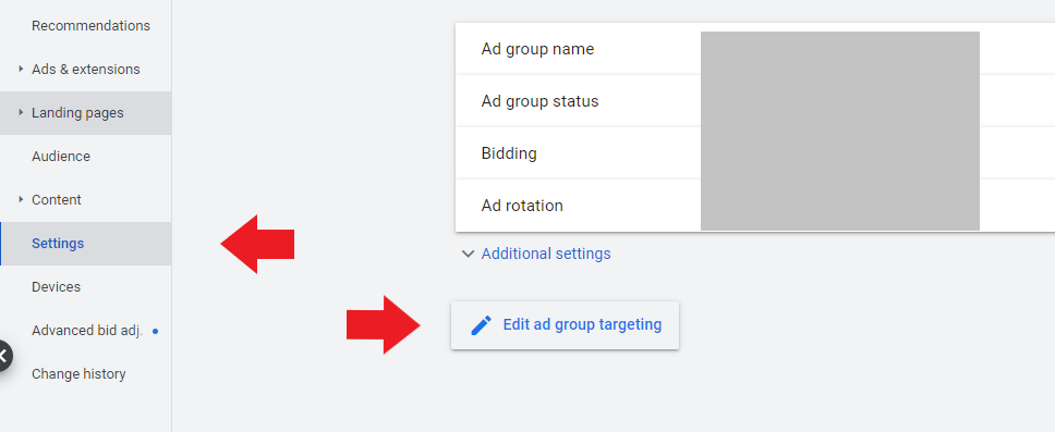 Navigating settings in Google Ads