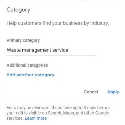 There is no “Service establishment” category in Google My Business