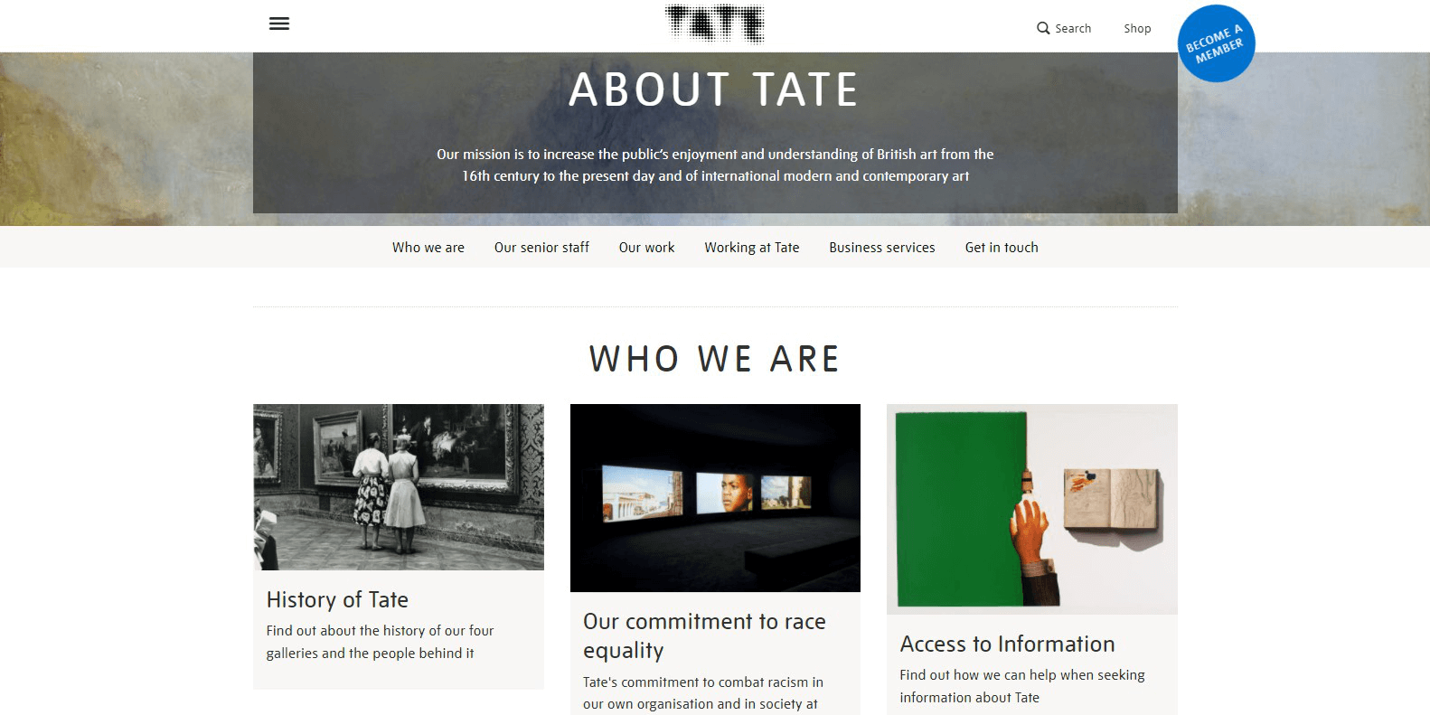 Tate About Us page