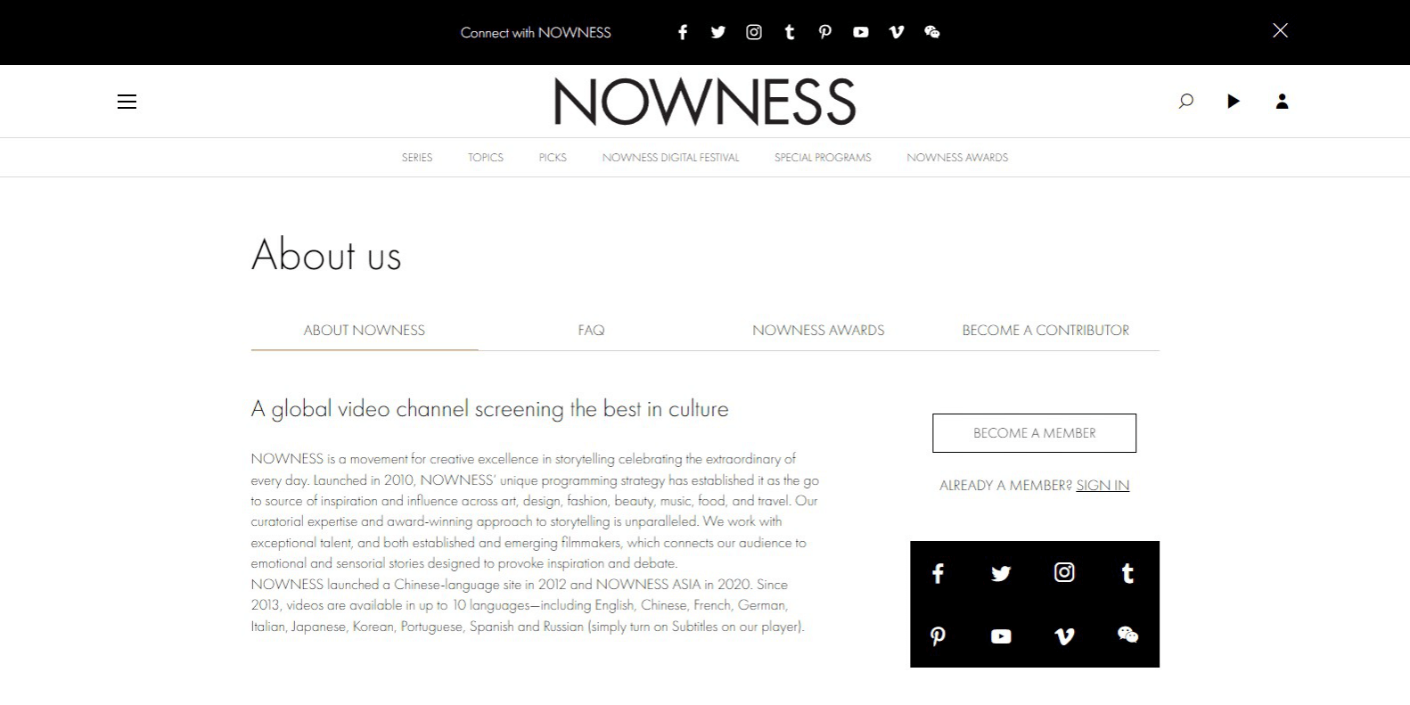 NOWNESS About Us page
