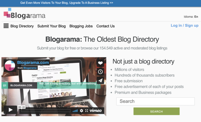 Blogarama home page