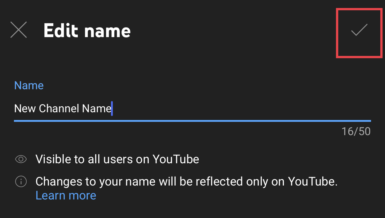 قم بتغيير اسم قناة youtube