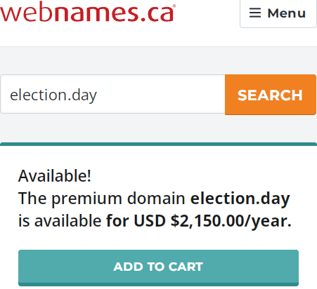 Election.day Domain Available