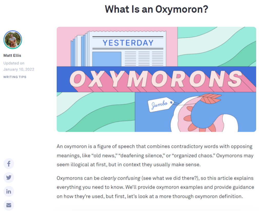 Grammarly article on oxymorons