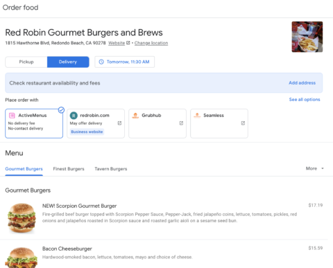Delivery Options for Google Business Profile
