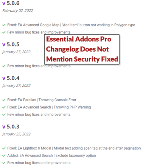 Changelog for Essential Addons for Elementor Plugin