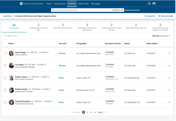 The new upgraded CRM cards in LinekdIn Sales Navigator.