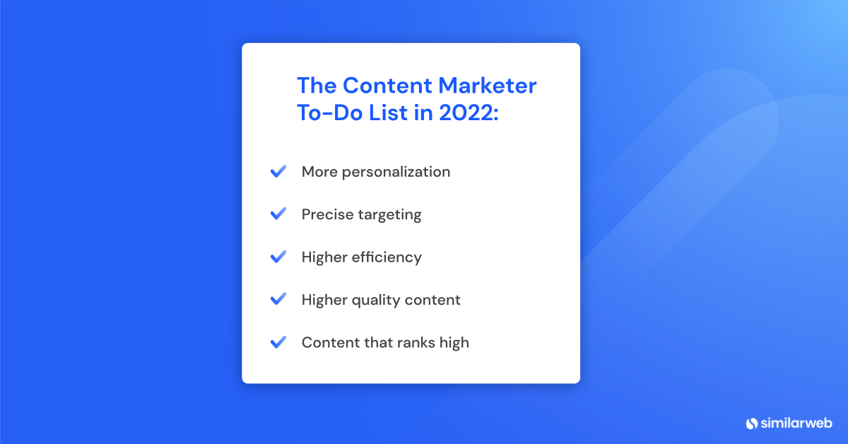 the content marketing to do list of today