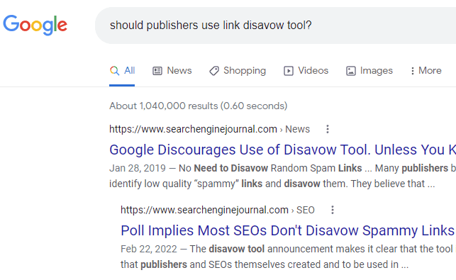 Google Organic Search Results