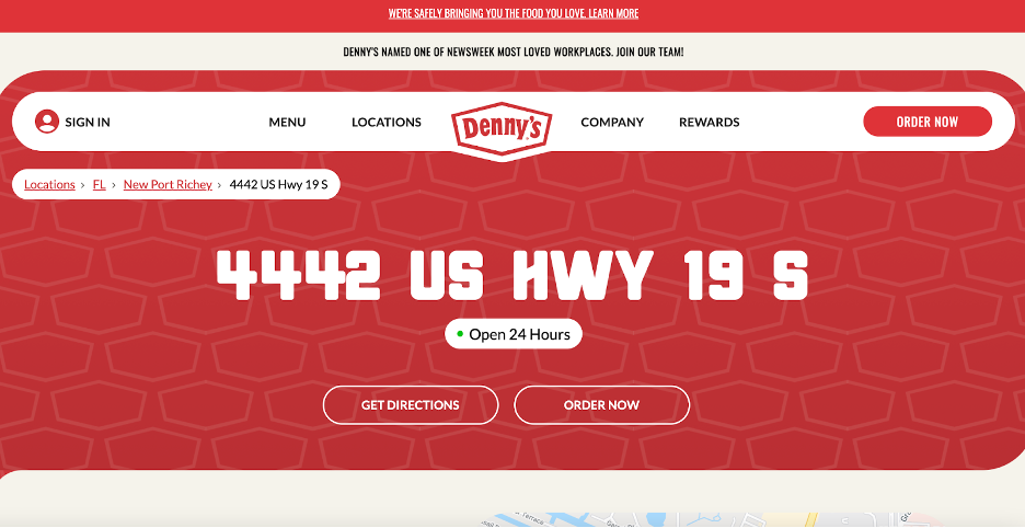 Denny's Landing Page
