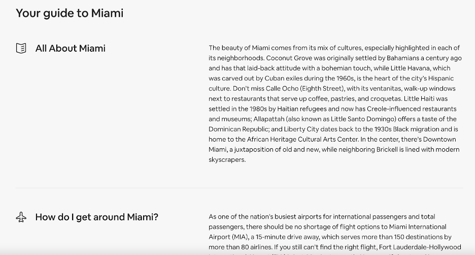 Miami Airbnb landing page