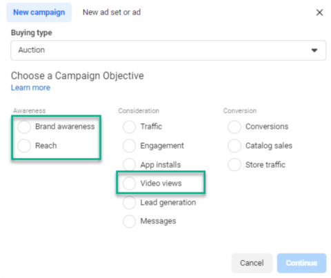 campaign objectives on facebook ads