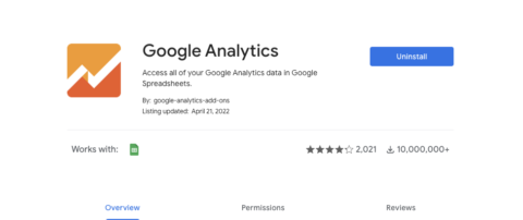 screenshot_Google Analytics Sheets Extension