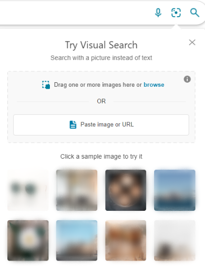 Bing의 샘플 시각적 검색
