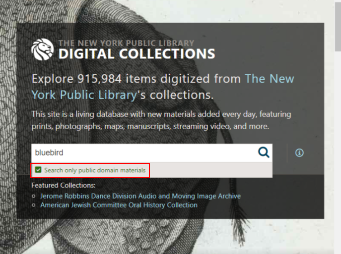 pesquisa de imagens de coleções digitais nypl - domínio público
