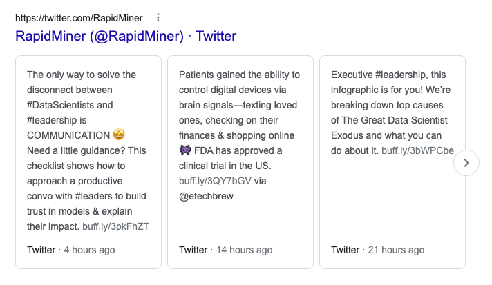 What you are looking at is Google's Twitter carousel.