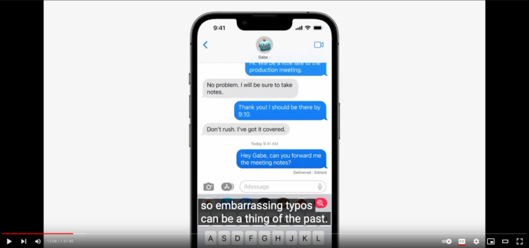 Edited messages in Apple's iMessenger - WWDC 2022