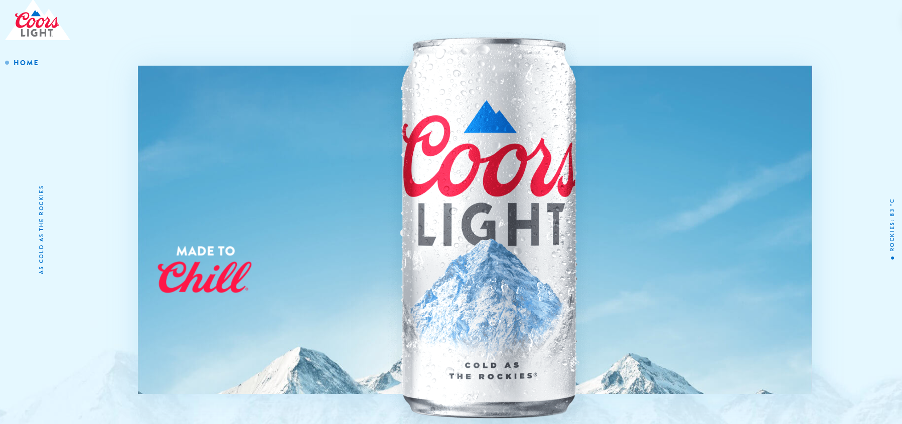 Coors Light утверждает, что их пиво такое же холодное, как в Скалистых горах.
