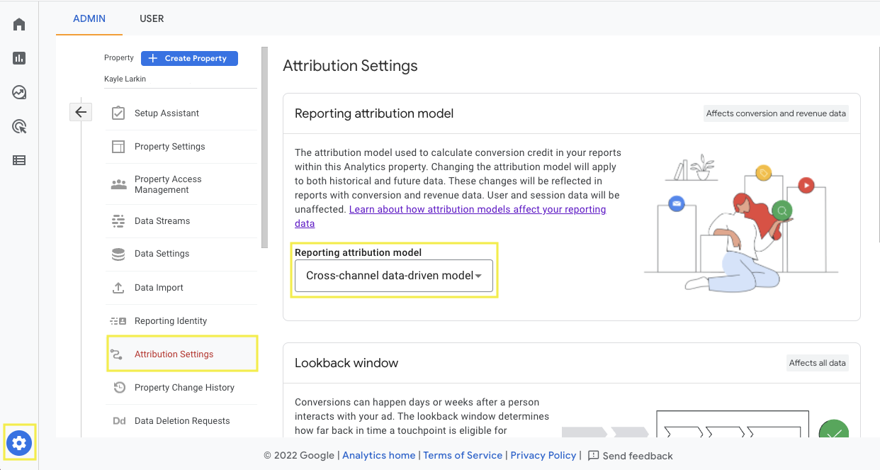 edit GA4 attribution settings | Marketing Attribution Models