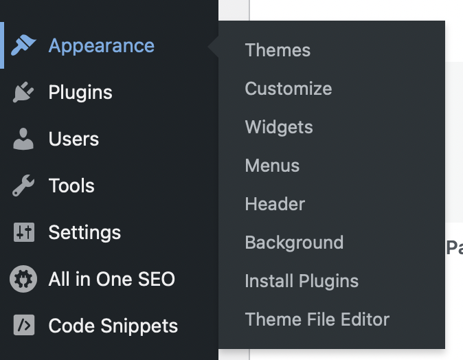 Access the theme file editor in WordPress