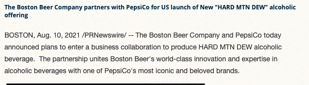 Anuncio de nuevos productos de Boston Beer Company