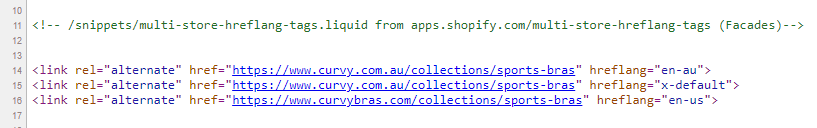Hreflang Tags Implemented Curvy.com.au