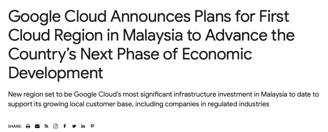 Here’s an example of a press release from Google Cloud.