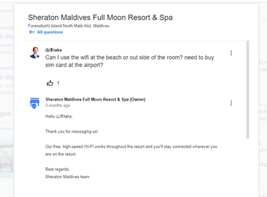 پرسش و پاسخ Sheraton Maldives Full Moon Resort & Spa